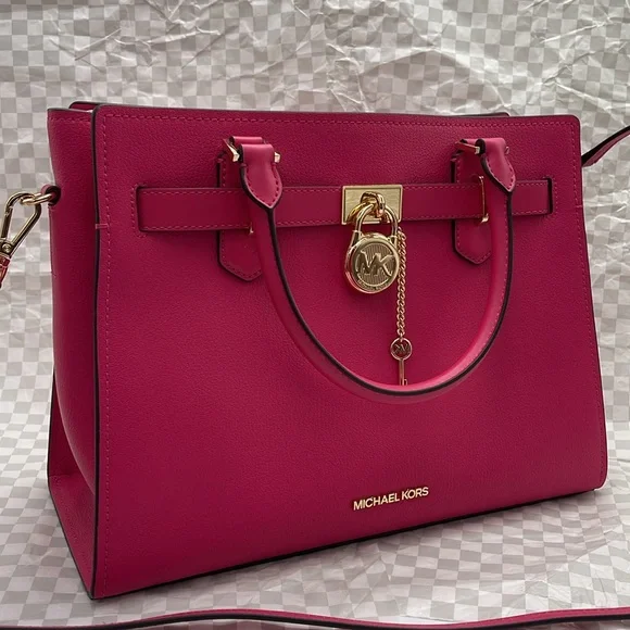 MICHAEL KORS HAMILTON MEDIUM SATCHEL 
 COLOR: Electric Pink 
NWT - Picture 12 of 16